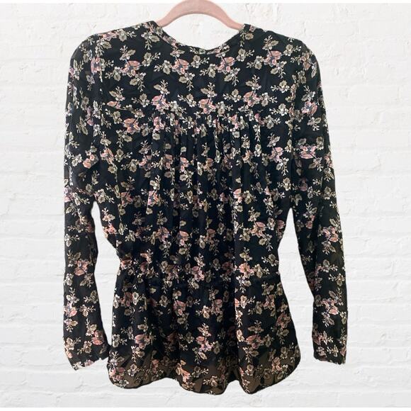 Rebecca Taylor blouse with velvet embossed accent - Picture 4 of 7